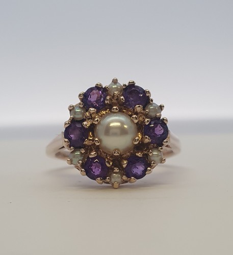9ct gold amethyst pearl - gold,