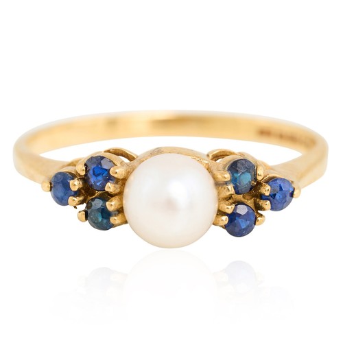 Pearl sapphire dress ring - sapphire, 9ct
