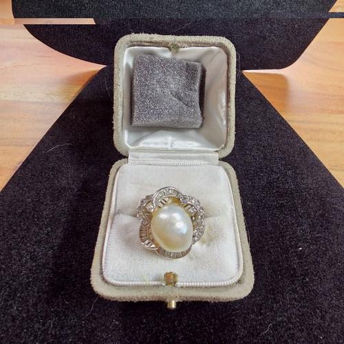 9ct white gold oval pearl - white,