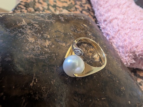 10k gold pearl - gold, ring