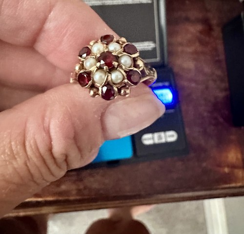 Garnet and pearl dress ring - pearl,