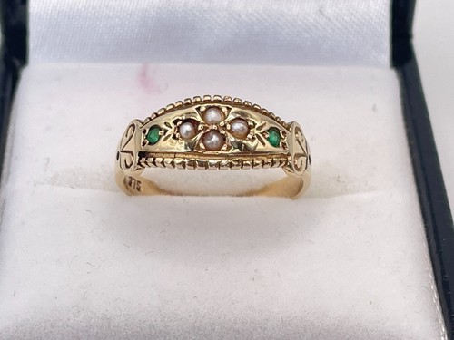 Vintage 9ct gold emerald - 9ct, &