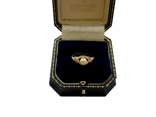 1990 pearl ring 9ct gold - ring,