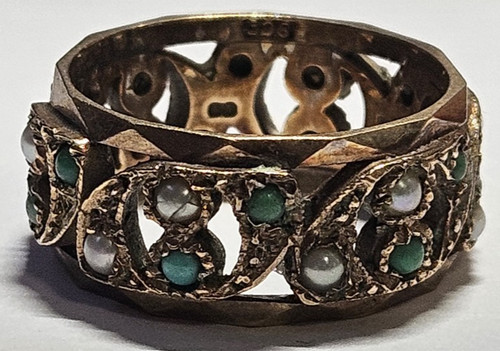 9ct yellow gold green - gold, stone