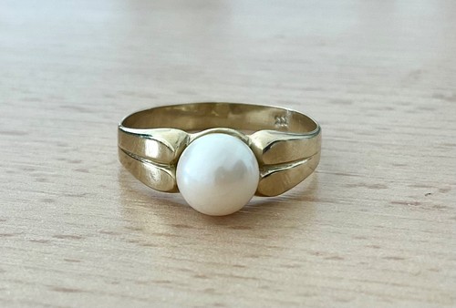 Vintage yellow gold pearl - gold,