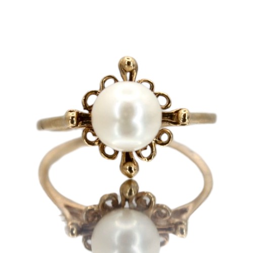 Gold pearl ring - pearl,