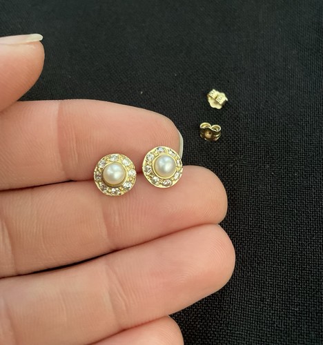 Gold pearl earrings with - 9k,