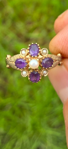 9ct gold vintage - , amethyst
