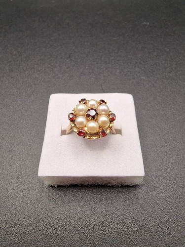 9ct gold garnet pearl - 9ct,