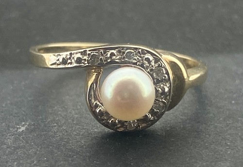 9ct gold pearl diamond - 9ct,