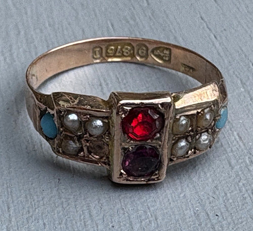 Antique 9ct gold garnet - antique,