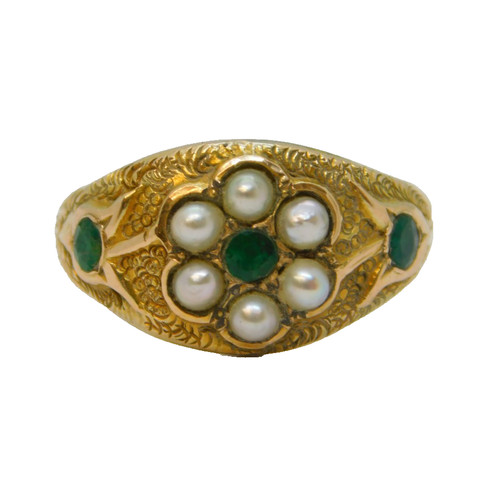 Victorian 9ct gold emerald - victorian, gold,