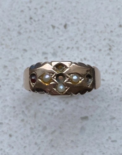9ct gold pearl ring - -,