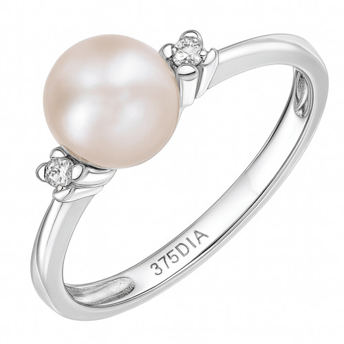 Pearl and diamond ring - and,