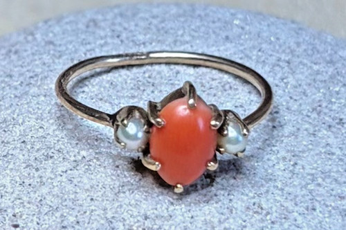 Vintage 9ct gold coral - vintage,
