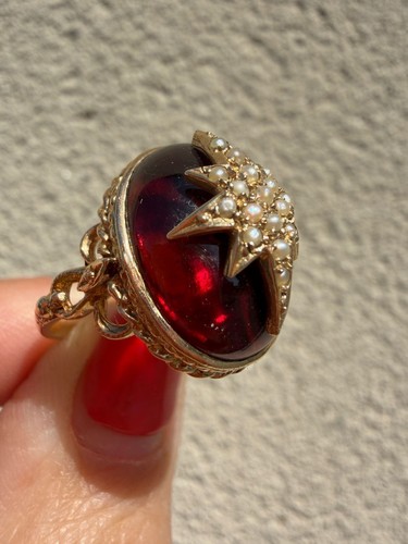 Vintage 9ct gold garnet seed - garnet, &