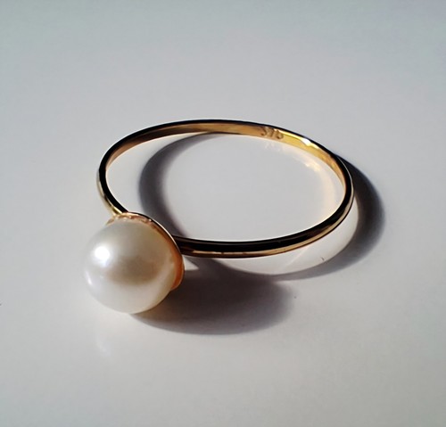 9ct solid gold pearl - gold, ring