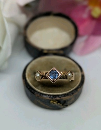 9ct antique topaz and pearl - antique,