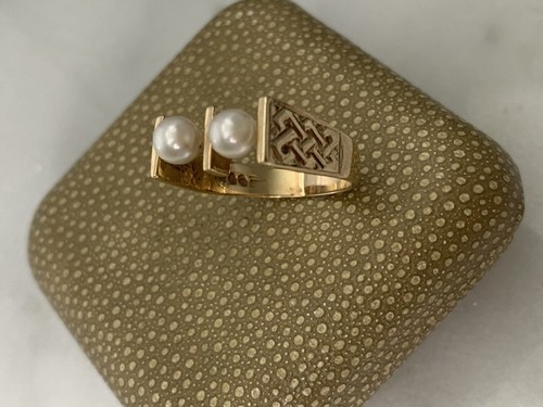 9ct gold pearl ring - gold,