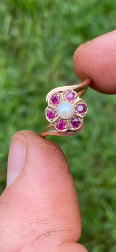 9ct gold vintage - ruby, and