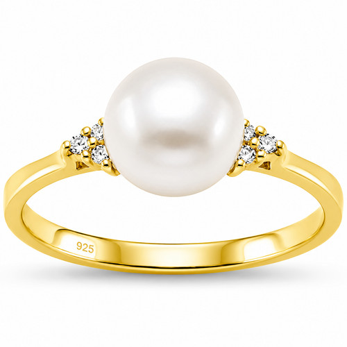 Freshwater pearl ring - ring, yellow