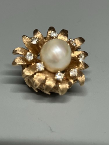 9ct gold diamond pearl - diamond, &