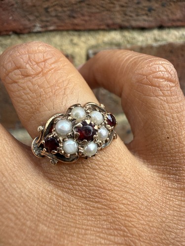 Antique 9ct gold garnet - 9ct,