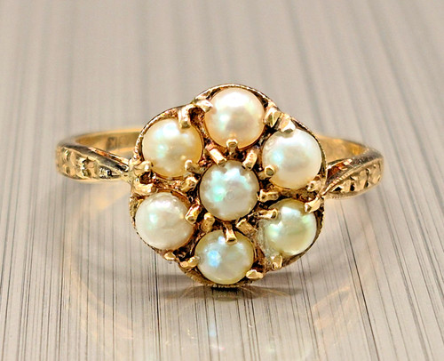 Vintage 9ct gold seed pearl - gold,